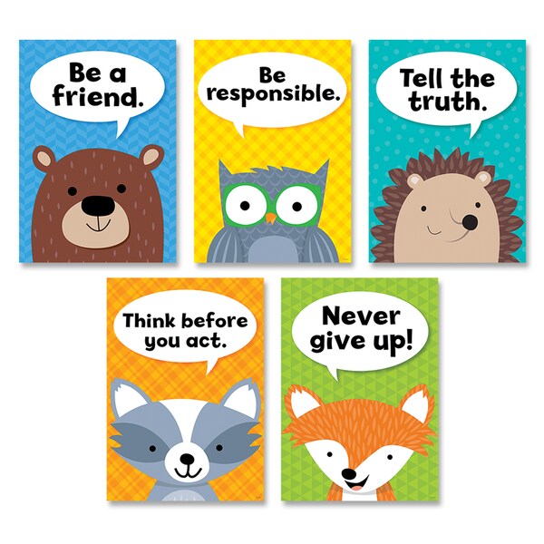 Creative Teaching Press Woodland Friends Character Traits Inspire U Poster Pack, 5 Pieces 8697 - main